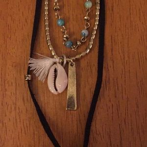 SOLD Free People Layered Seashell Beaded Necklace